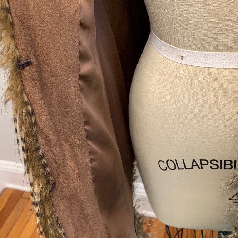 Cristina B Long Faux Fur Vest Brown - Picture 6 of 11